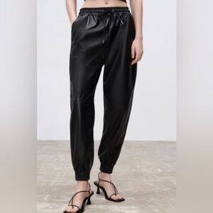 Zara Faux Leather Joggers